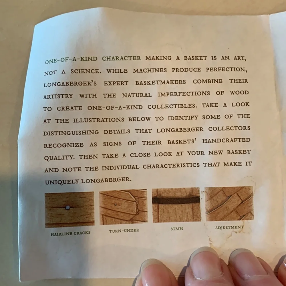 Longaberger Teaspoon Basket with Protector and Product card